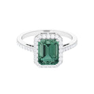 Rosec Jewels-Lab Grown Green Sapphire Emerald Cut Engagement Ring with Moissanite