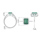 Rosec Jewels-Lab Grown Green Sapphire Emerald Cut Engagement Ring with Moissanite