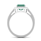 Rosec Jewels-Lab Grown Green Sapphire Emerald Cut Engagement Ring with Moissanite