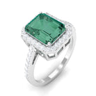 Rosec Jewels-Lab Grown Green Sapphire Emerald Cut Engagement Ring with Moissanite