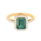 Rosec Jewels-Lab Grown Green Sapphire Emerald Cut Engagement Ring with Moissanite