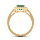 Rosec Jewels-Lab Grown Green Sapphire Emerald Cut Engagement Ring with Moissanite