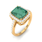 Rosec Jewels-Lab Grown Green Sapphire Emerald Cut Engagement Ring with Moissanite