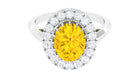 Rosec Jewels-Lab Grown Yellow Sapphire and Moissanite Halo Engagement Ring