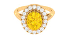 Rosec Jewels-Lab Grown Yellow Sapphire and Moissanite Halo Engagement Ring