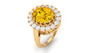 Rosec Jewels-Lab Grown Yellow Sapphire and Moissanite Halo Engagement Ring