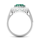 Rosec Jewels-Oval Lab Grown Green Sapphire Engagement Ring with Moissanite Halo