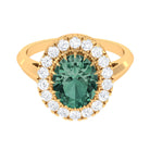 Rosec Jewels-Oval Lab Grown Green Sapphire Engagement Ring with Moissanite Halo