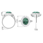 Rosec Jewels-Oval Lab Grown Green Sapphire Engagement Ring with Moissanite Halo