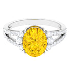 Rosec Jewels-Lab Grown Yellow Sapphire Oval Engagement Ring With Moissanite