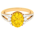 Rosec Jewels-Lab Grown Yellow Sapphire Oval Engagement Ring With Moissanite