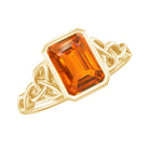 Rosec Jewels-Solitaire Created Orange Sapphire Celtic Engagement Ring