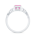 Rosec Jewels-Emerald Cut Created Pink Sapphire Celtic Engagement Ring