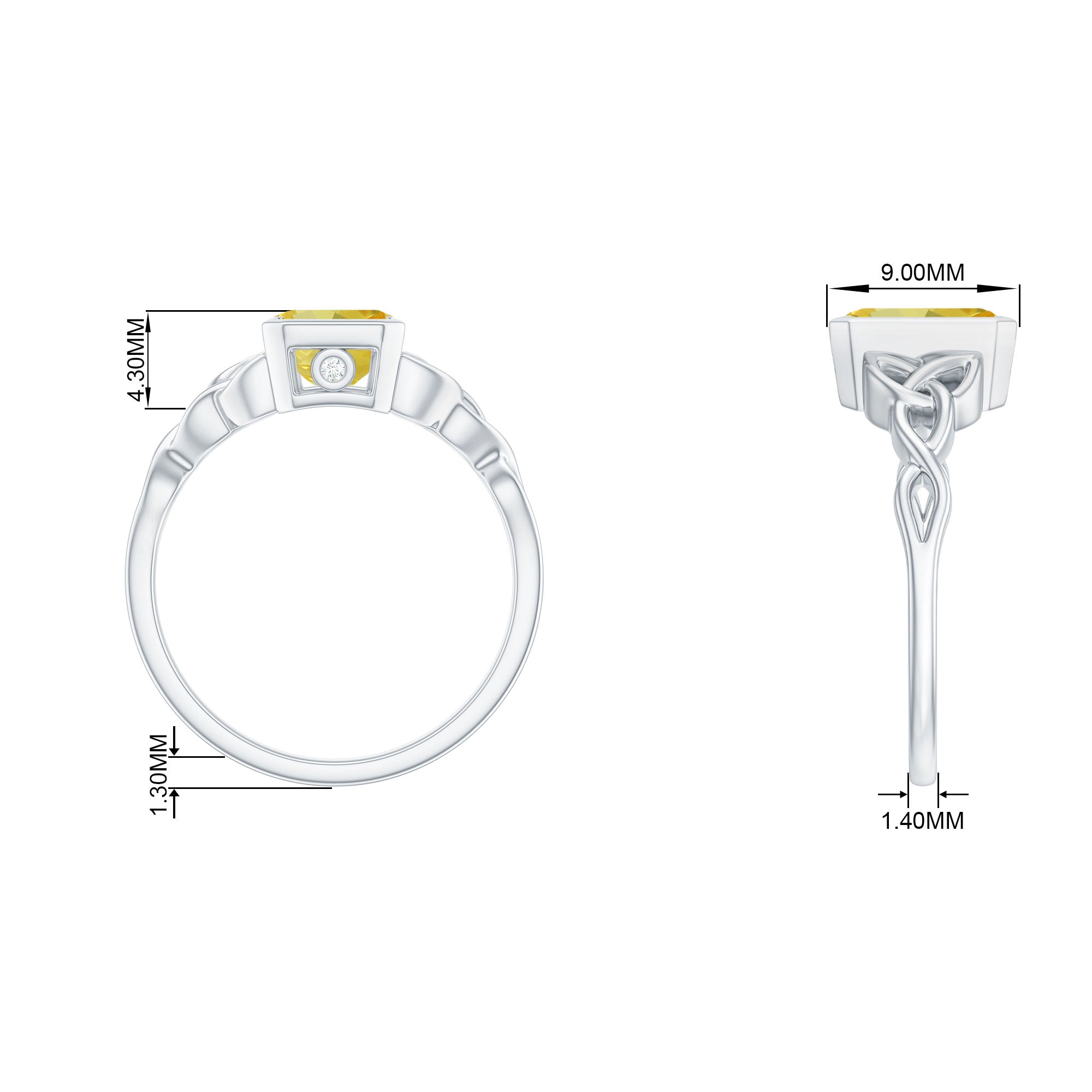 Rosec Jewels-Lab Created Yellow Sapphire Engagement Ring with Moissanite