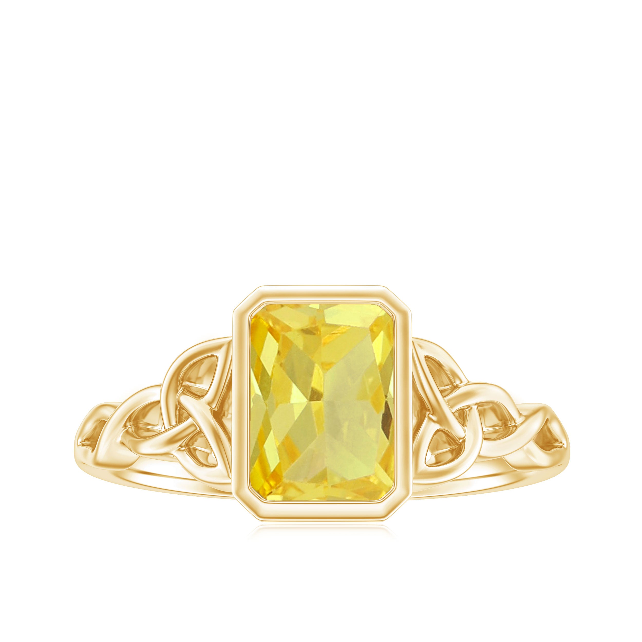 Rosec Jewels-Lab Created Yellow Sapphire Engagement Ring with Moissanite