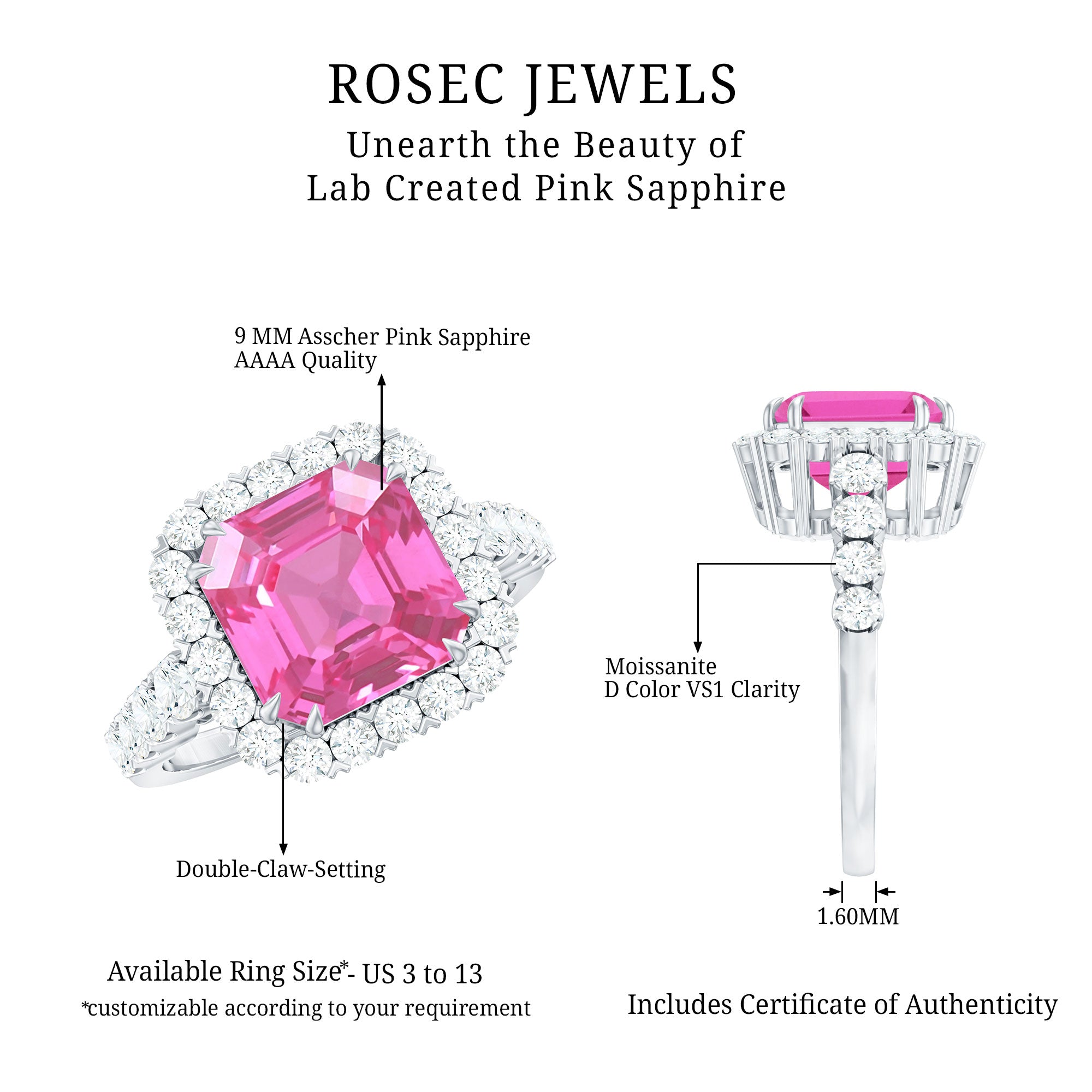 Fashion created pink sapphire