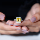 Rosec Jewels-Created Yellow Sapphire and Moissanite Halo Engagement Ring