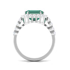 Rosec Jewels-Created Green Sapphire Halo Engagement Ring with Moissanite