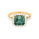 Rosec Jewels-Created Green Sapphire Halo Engagement Ring with Moissanite