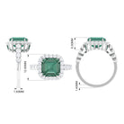 Rosec Jewels-Created Green Sapphire Halo Engagement Ring with Moissanite