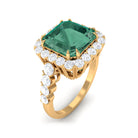 Rosec Jewels-Created Green Sapphire Halo Engagement Ring with Moissanite