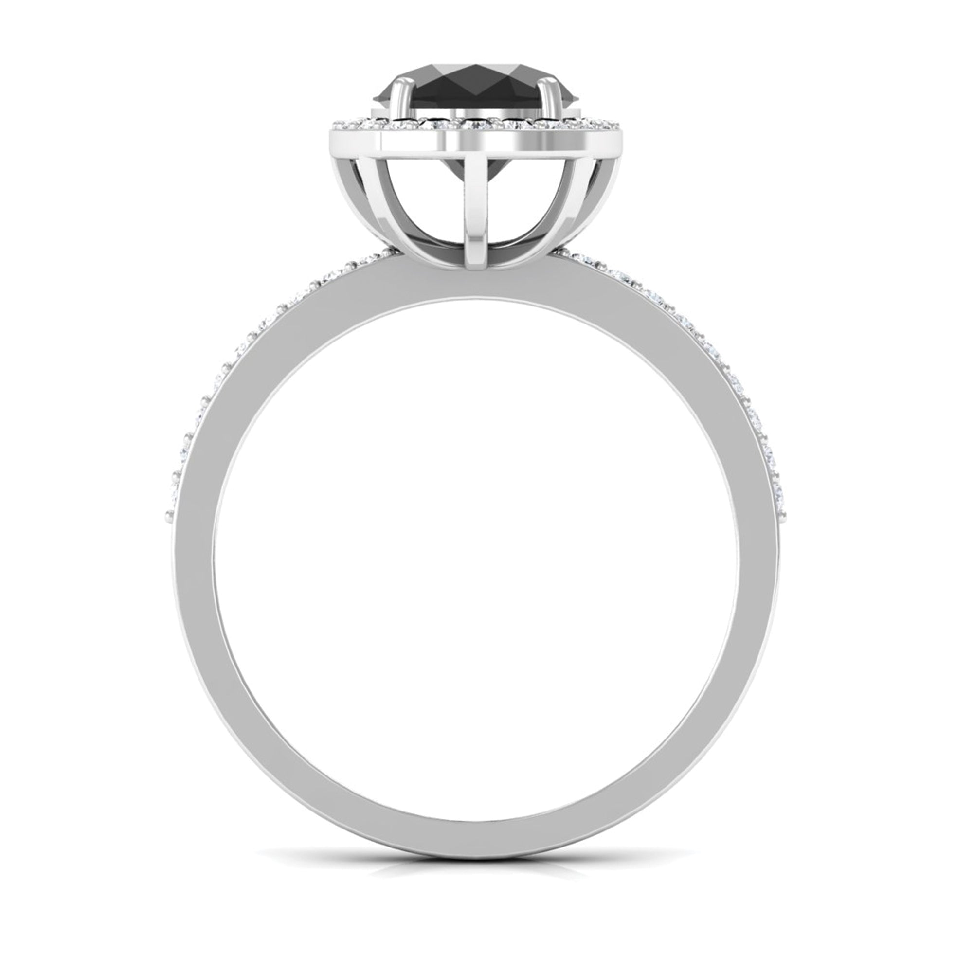 Rosec Jewels-Created Black Diamond Halo Engagement Ring with Diamond