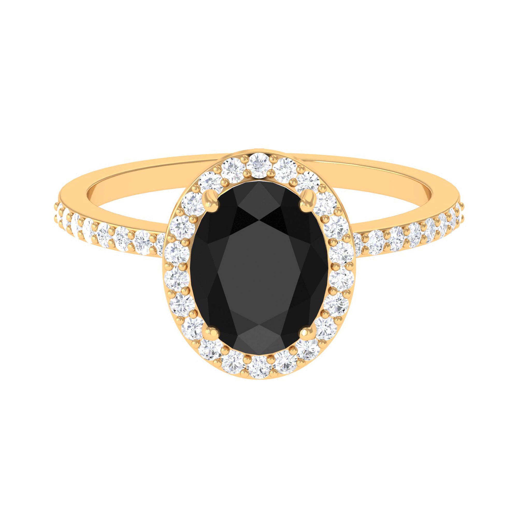 Rosec Jewels-Created Black Diamond Halo Engagement Ring with Diamond