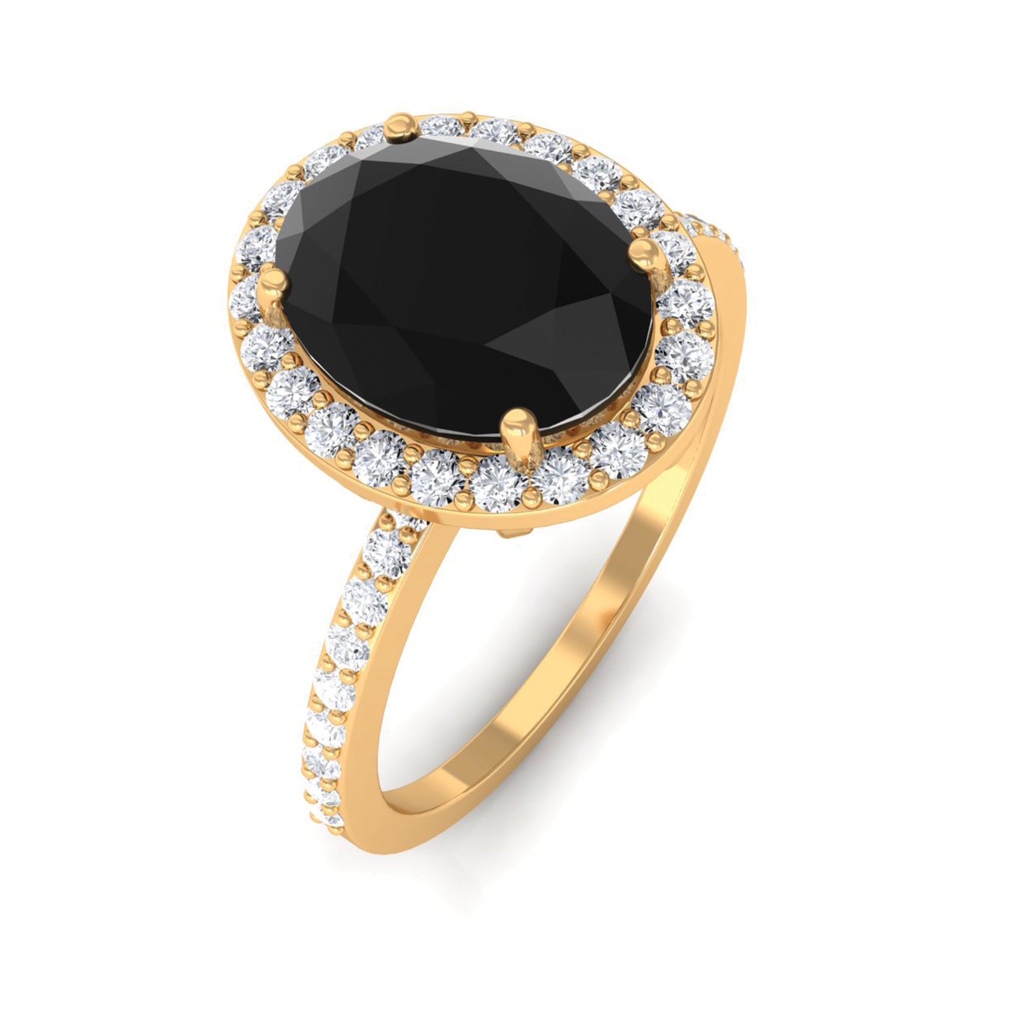 Rosec Jewels-Created Black Diamond Halo Engagement Ring with Diamond