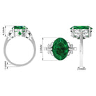 Rosec Jewels-Oval Created Emerald Solitaire Engagement Ring with Diamond