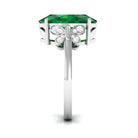 Rosec Jewels-Oval Created Emerald Solitaire Engagement Ring with Diamond