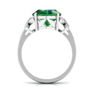 Rosec Jewels-Oval Created Emerald Solitaire Engagement Ring with Diamond