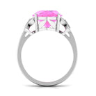 Rosec Jewels-Created Pink Sapphire Oval Engagement Ring with Diamond