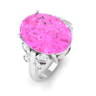 Rosec Jewels-Created Pink Sapphire Oval Engagement Ring with Diamond