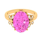 Rosec Jewels-Created Pink Sapphire Oval Engagement Ring with Diamond