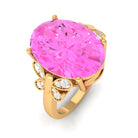 Rosec Jewels-Created Pink Sapphire Oval Engagement Ring with Diamond