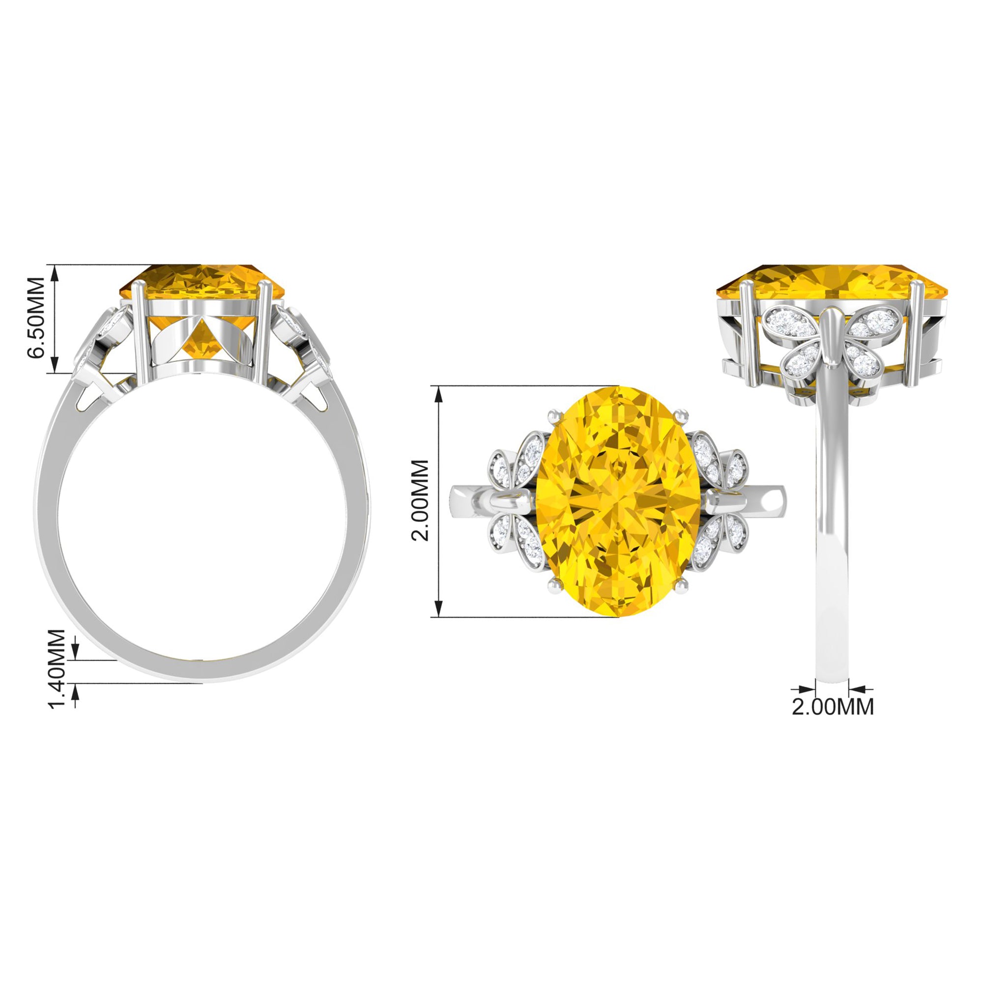 Rosec Jewels-Oval Created Yellow Sapphire Solitaire Engagement Ring