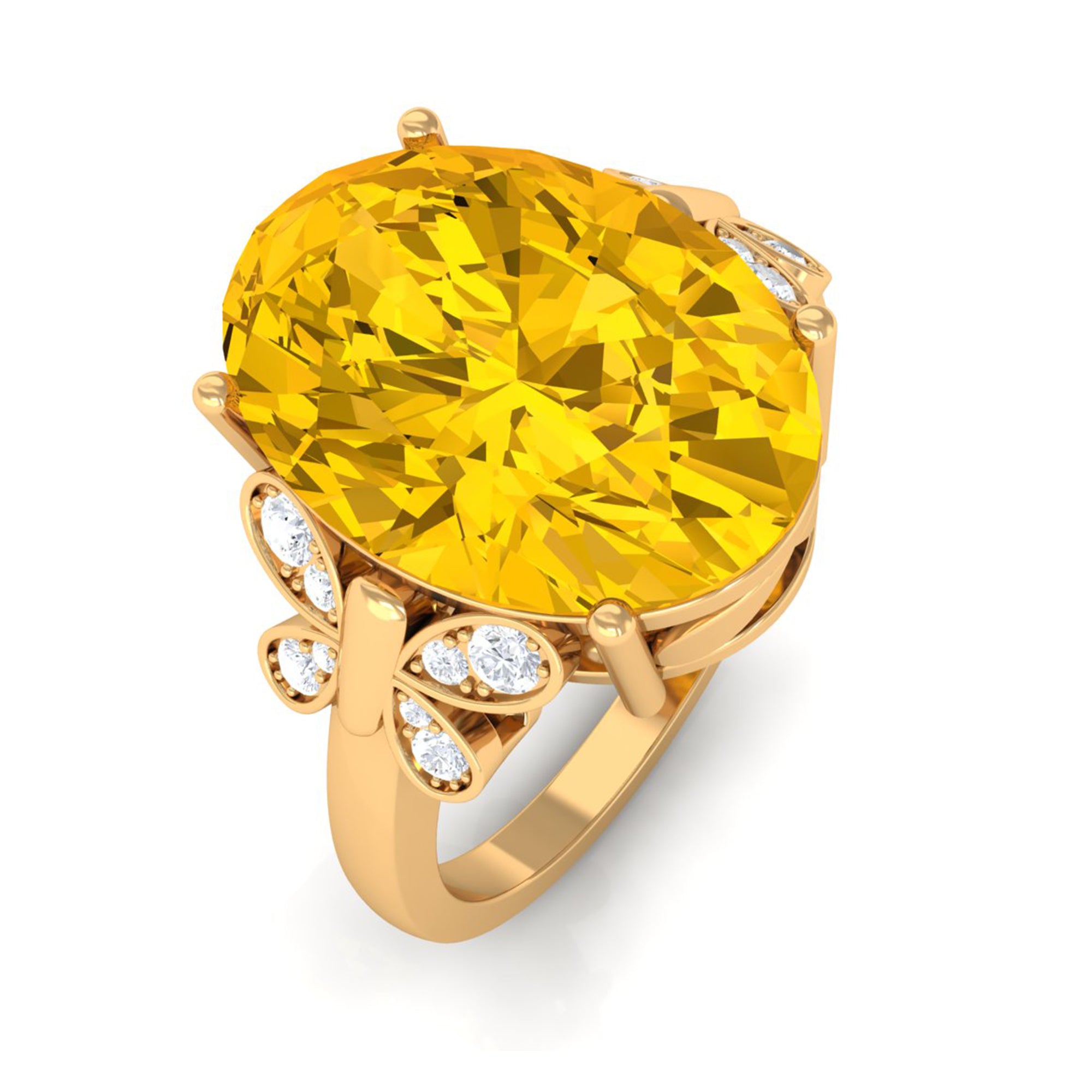 Rosec Jewels-Oval Created Yellow Sapphire Solitaire Engagement Ring