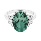 Rosec Jewels-Oval Created Green Sapphire Statement Ring with Diamond