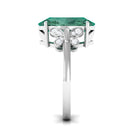 Rosec Jewels-Oval Created Green Sapphire Statement Ring with Diamond