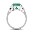 Rosec Jewels-Oval Created Green Sapphire Statement Ring with Diamond