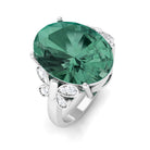 Rosec Jewels-Oval Created Green Sapphire Statement Ring with Diamond