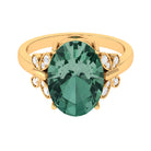 Rosec Jewels-Oval Created Green Sapphire Statement Ring with Diamond