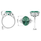 Rosec Jewels-Oval Created Green Sapphire Statement Ring with Diamond