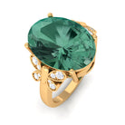 Rosec Jewels-Oval Created Green Sapphire Statement Ring with Diamond