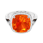 Rosec Jewels-Cushion Cut Created Orange Sapphire and Diamond Statement Halo Ring