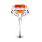 Rosec Jewels-Cushion Cut Created Orange Sapphire and Diamond Statement Halo Ring