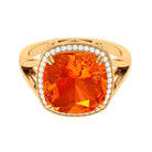 Rosec Jewels-Cushion Cut Created Orange Sapphire and Diamond Statement Halo Ring