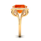 Rosec Jewels-Cushion Cut Created Orange Sapphire and Diamond Statement Halo Ring