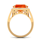 Rosec Jewels-Cushion Cut Created Orange Sapphire and Diamond Statement Halo Ring