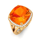 Rosec Jewels-Cushion Cut Created Orange Sapphire and Diamond Statement Halo Ring